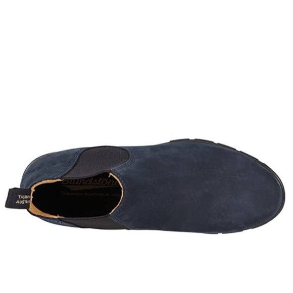 Blundstone 1975 Leather Low Heel Elastic Short Boots Navy Nubuck AU 5 Chelsea - Picture 10 of 12